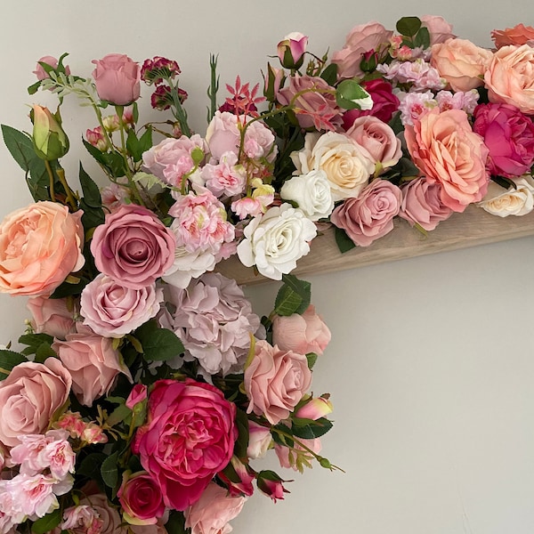 Pink flower garland, blush pink flower garland, pink flower swag,pink artificial garland, pink artificial flowers