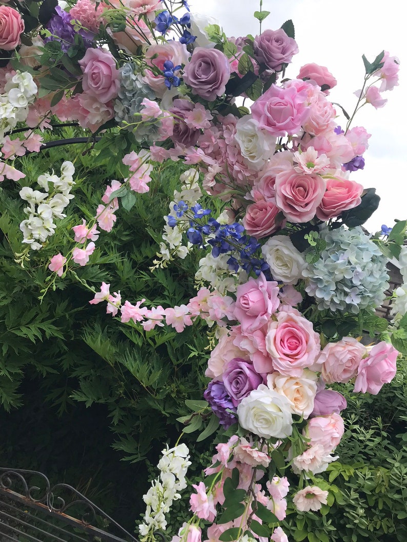 Pastel Flower garland, Floral garland, wedding garland, Flower arch, wedding floral arch, pastel wedding arch, flower swag, wedding swag image 8
