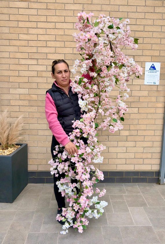 Vintage Rosa Kirschblüten-Girlande: 2 Meter langer Hochzeitsbogen