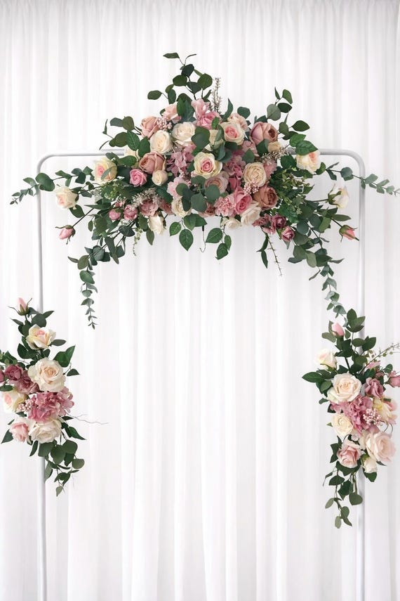 Festone Di Rose Artificiali In Seta Per Matrimonio E Decorazione – 65x15 Cm, UV Resistant, Uso Interno/Esterno - 3