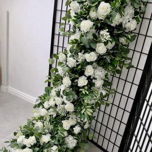 Wedding Flower Garland: Green & White Silk Flower Runner