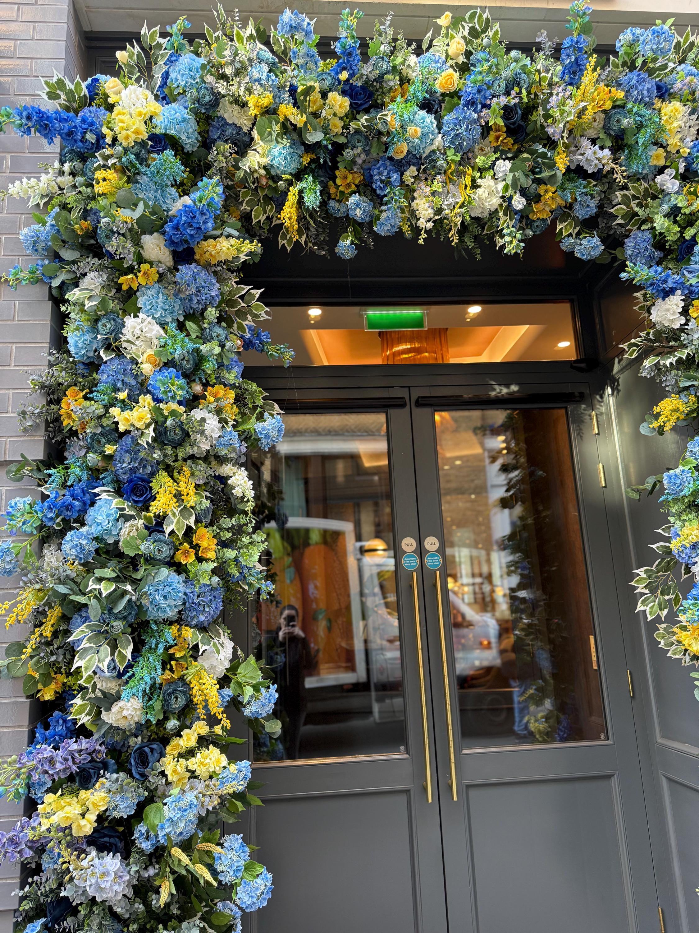 Blue & Yellow Artificial Flower Garland: Shop, Cafe, Restaurant