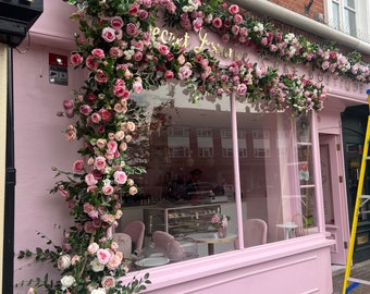Pink Flower Garland: Cafe & Shop Front Decor