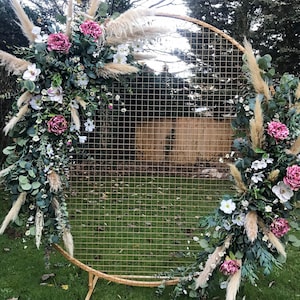 Vintage Pampas Pink and Green Flower Arch Set Wedding Flower Garland | Event Decoration