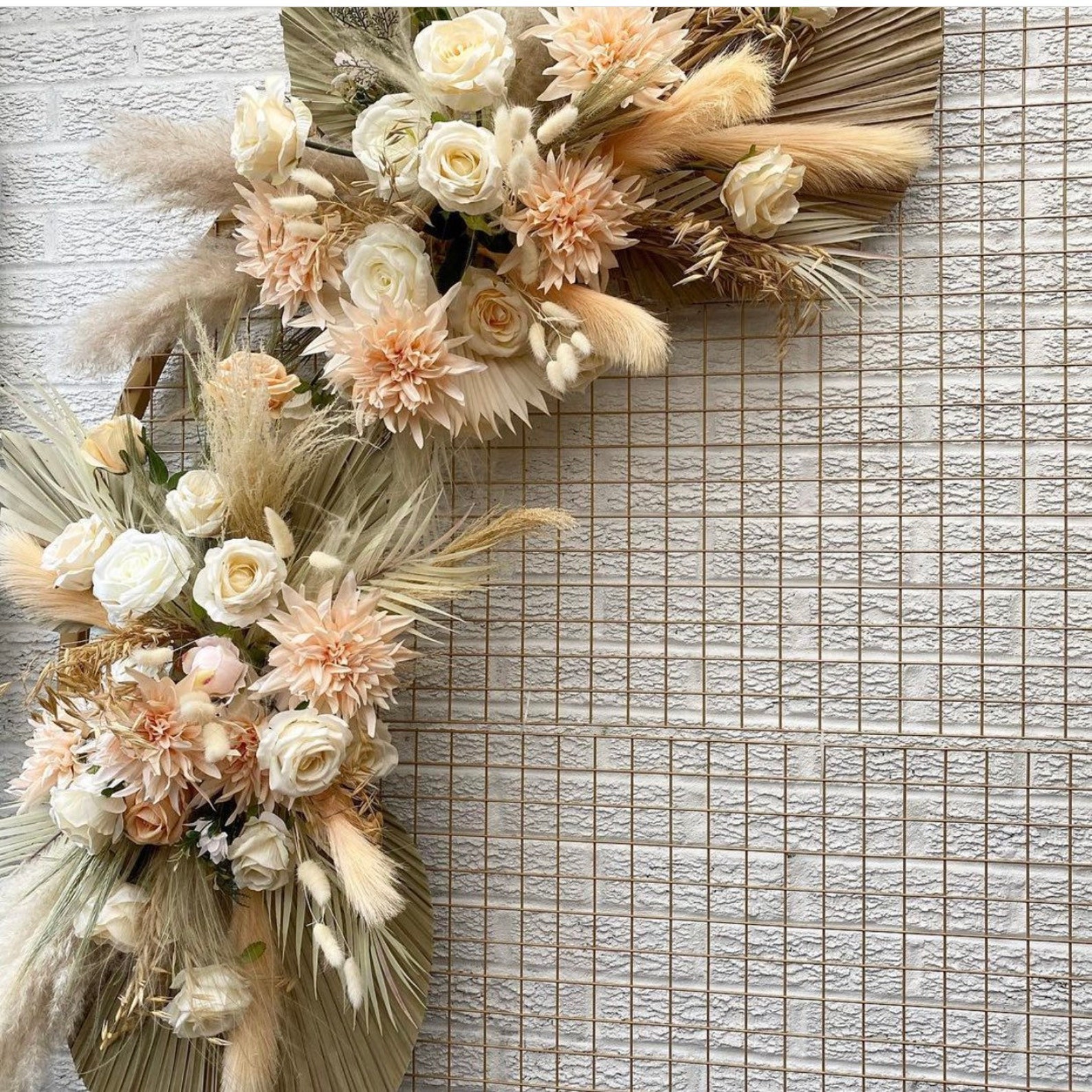 Cream Boho Pampas Arch Swag Pampas Arrangement Boho Wedding Etsy