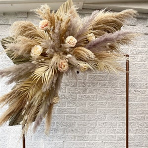 Pampas and Palm Arch Arrangement: Boho Wedding Wall Decor