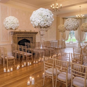 GLAM vory Roses and Hydrangeas Flower Centrepiece - 70cm - Wedding Decor - High-Quality Silk Flowers - Fast Shipping