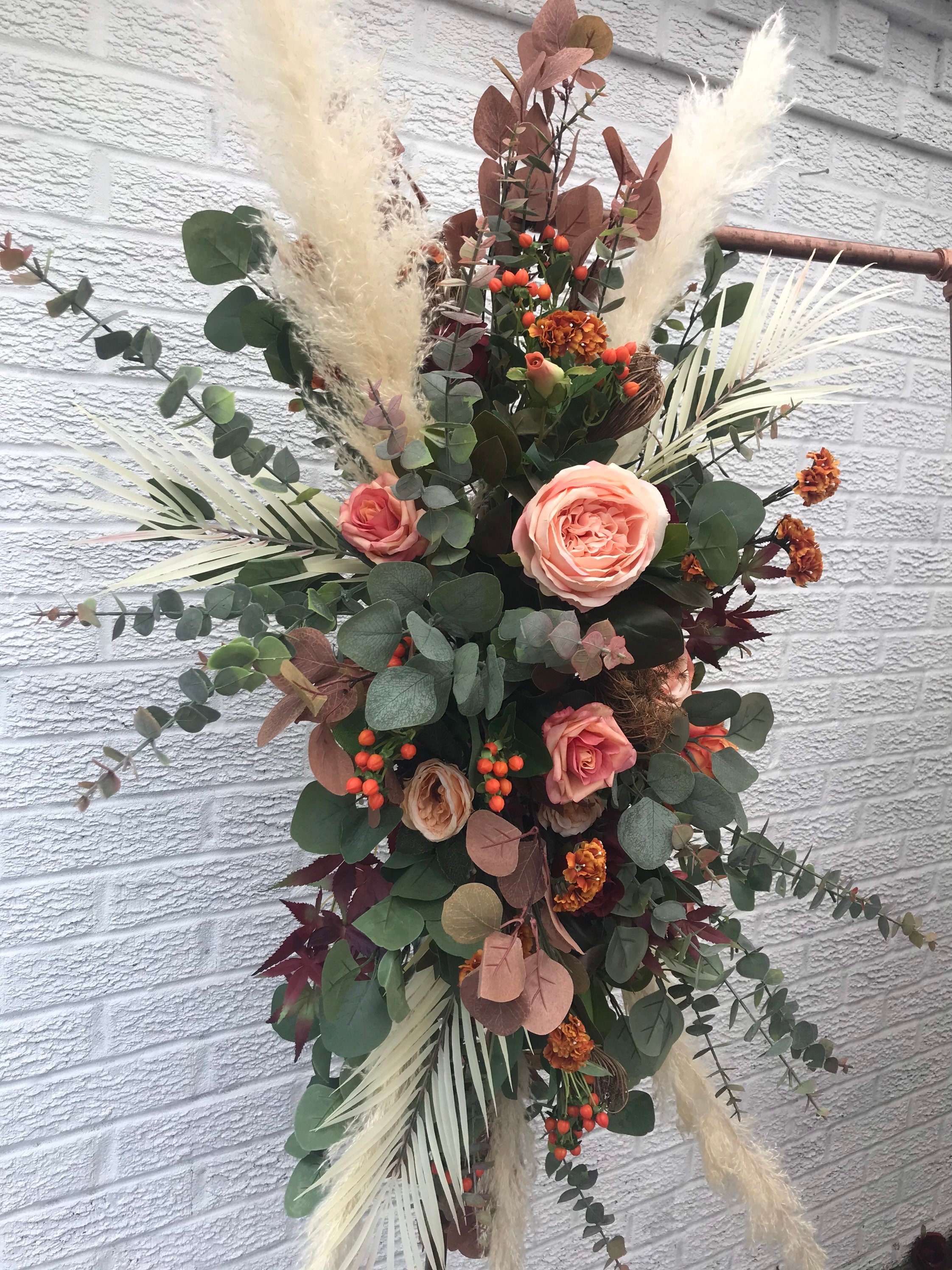 Fall Flower Arch Boho Flower Swag Fall Flower Swag Pampas Etsy