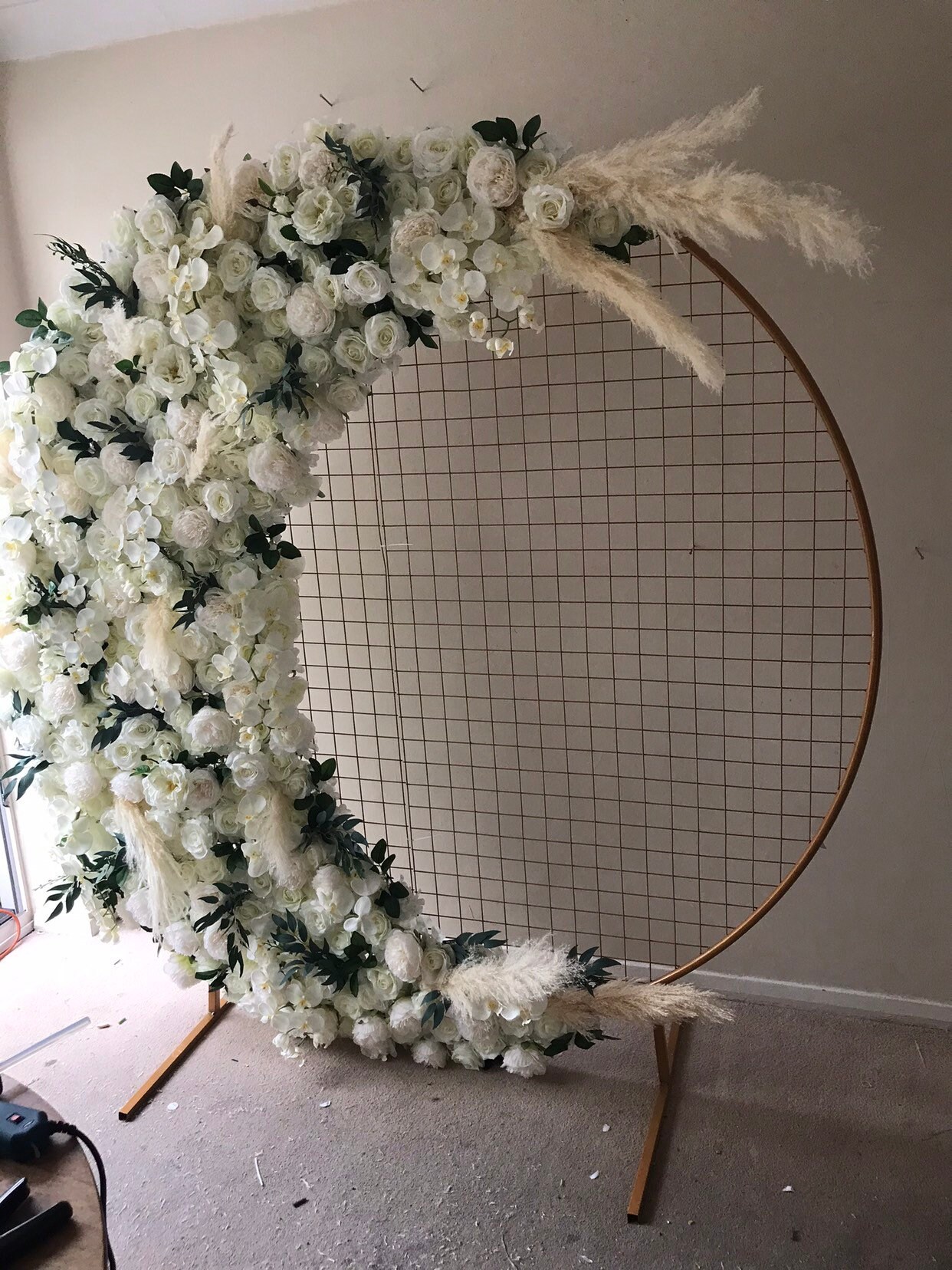 Mesh Gold Arch Flower Wall Floral Wall Flower Swag Arch Etsy