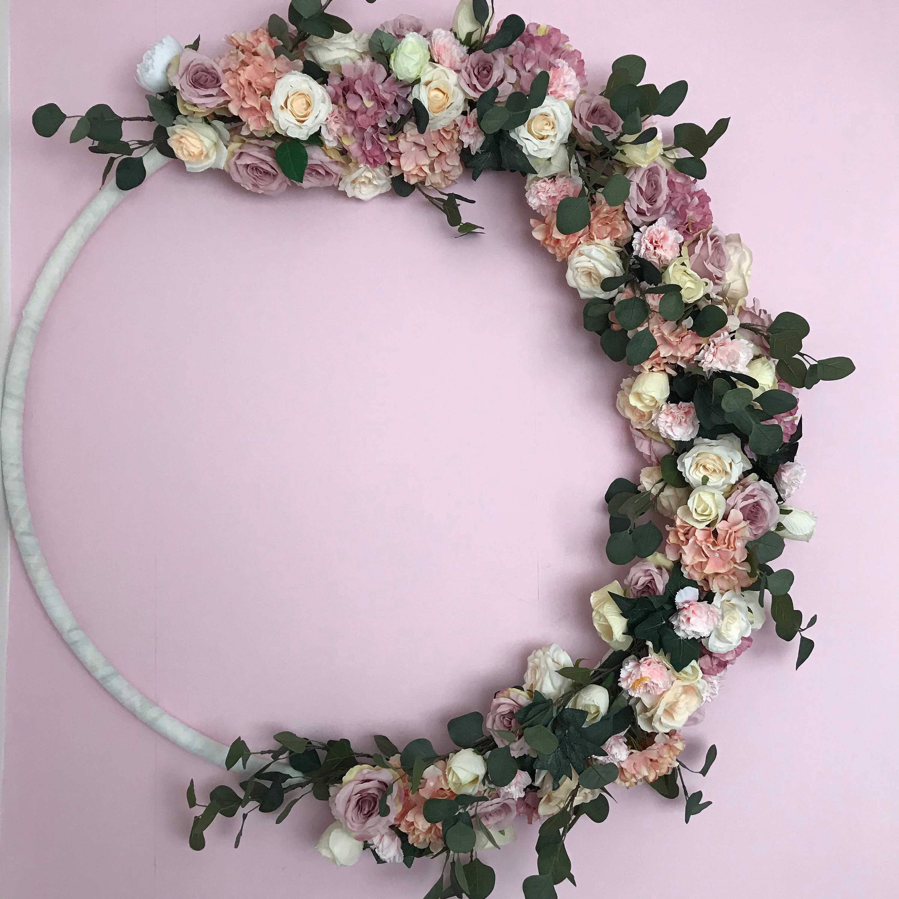 Flower Garland, Wreath, Wedding Wall, Photography Backdrop, Wedding Floral Moon Gate, Floral Wreath