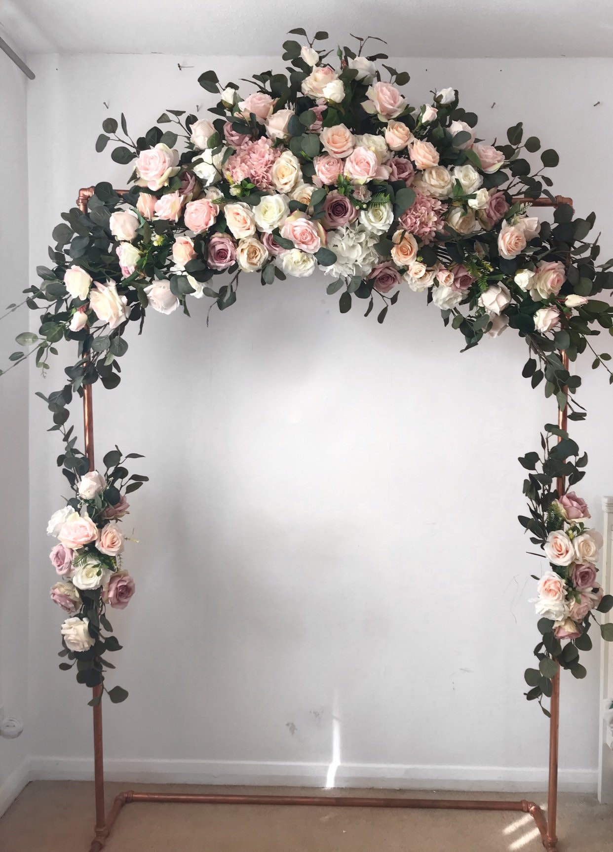 Blush Wedding Arch, Cream Flower Floral Arch, Swag, Arbor, Boho Flower Arch