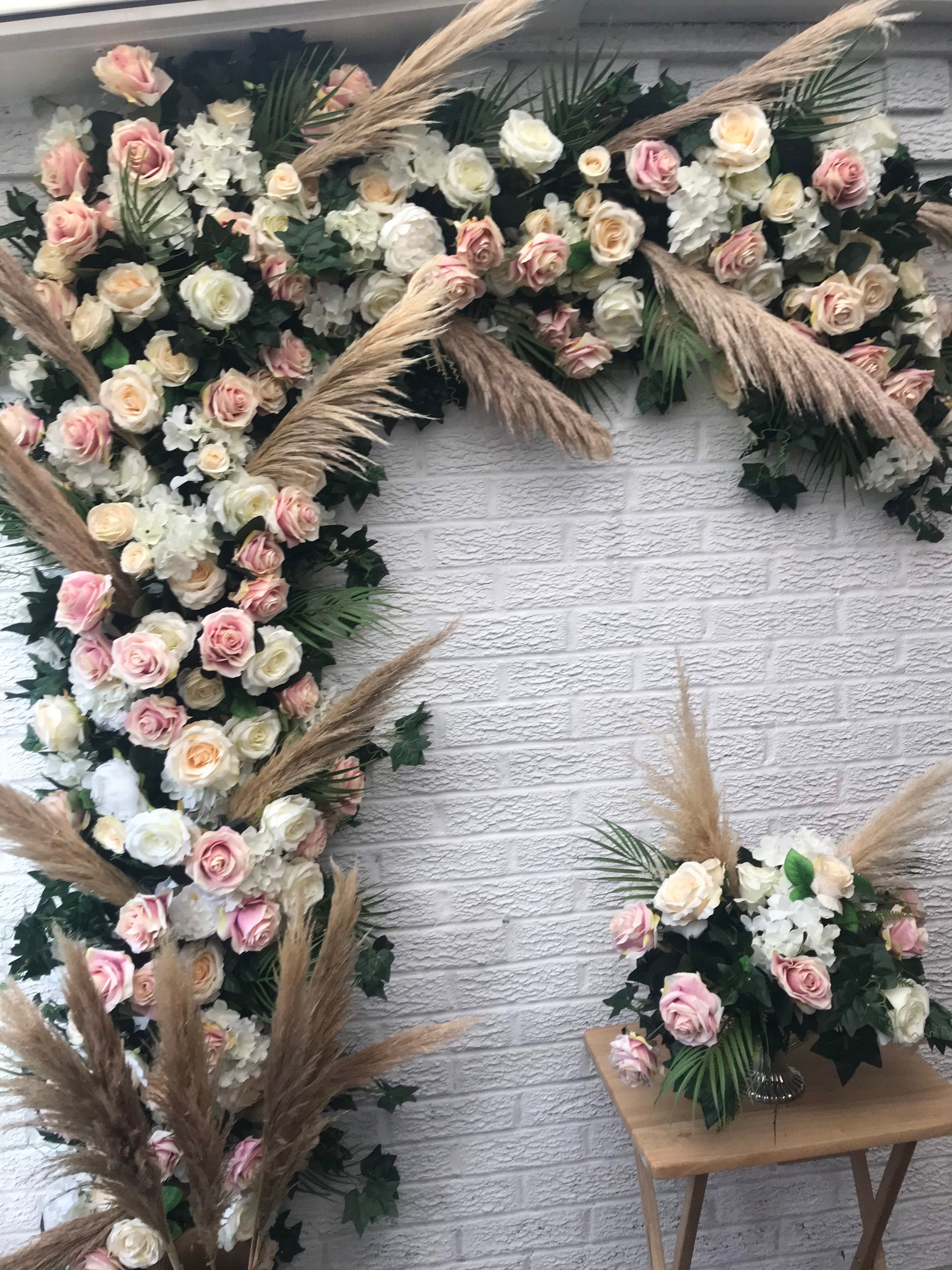 Blush Pampas Flower Garland: Wedding Arch Arrangement, Floral Swag