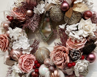 Rosa Türkranz, Vintage rosa Türkranz, Türkranz für Haustür