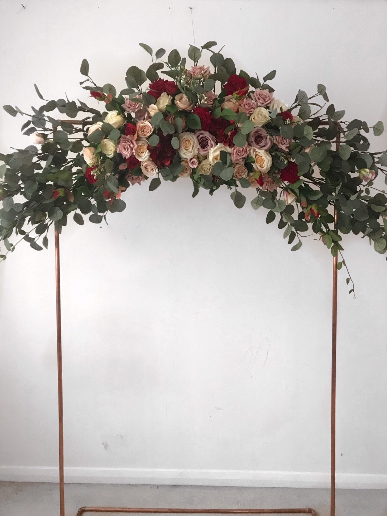 Vintage Wedding Arch, Pink Flower Blush Arch, Artificial Flower Swag, Swag, Burgundy Arch