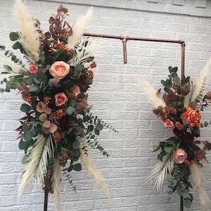 Fall Flower Wedding Arch Swag Set, Pampas Flower Arrangement Set