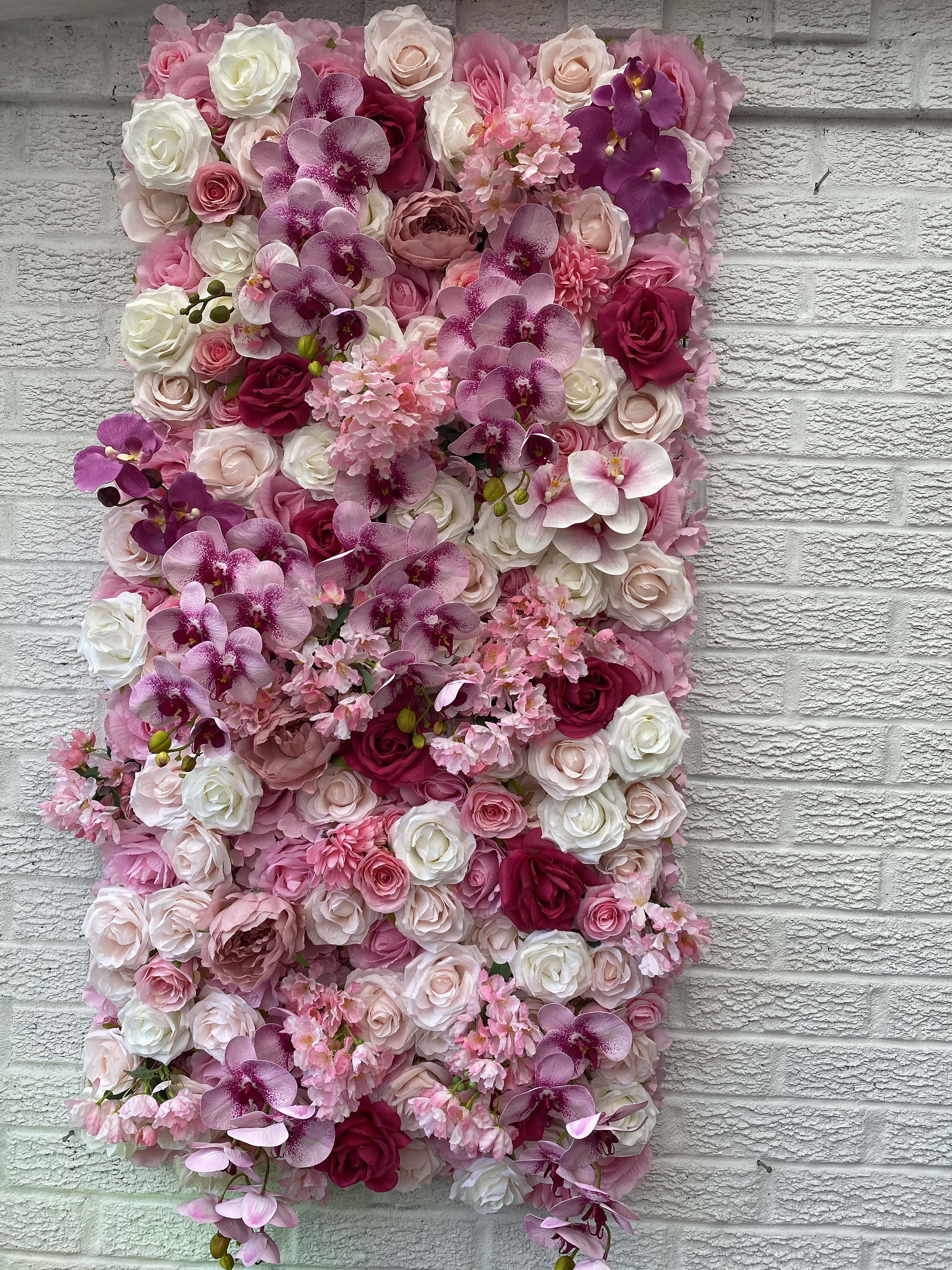 Pink Orchids Flower Wall Hot Pink Flower Wall Wedding Flower Etsy UK