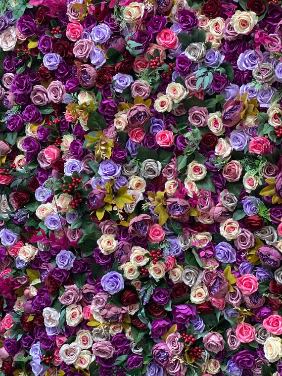 Mur de fleurs violettes mur floral arc-en-ciel mur de fleurs - Etsy France