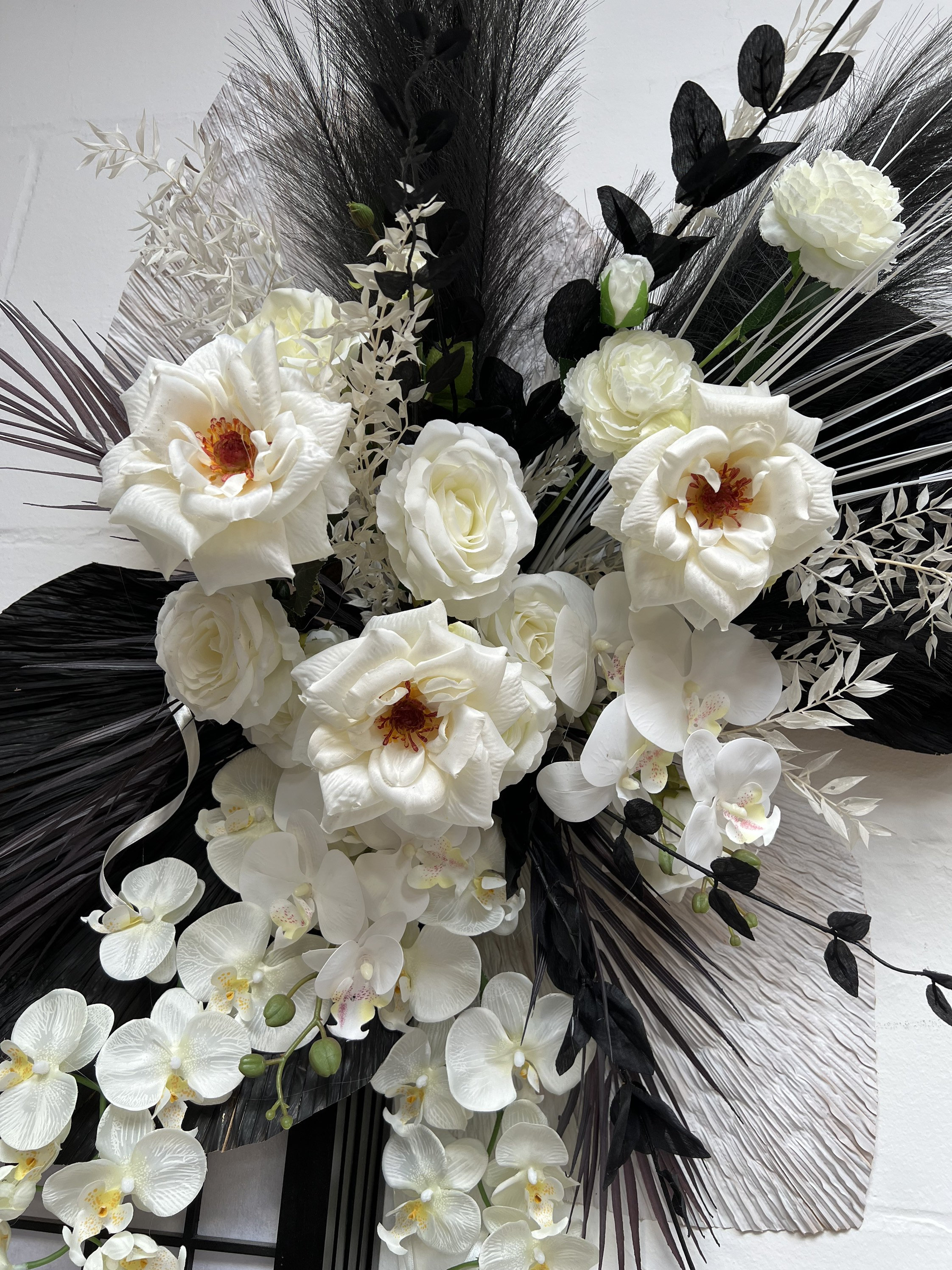 Black & White Boho Pampas Arch Swag, Arrangement, Boho Wedding Arch, Dry Flowers Neutral Swag