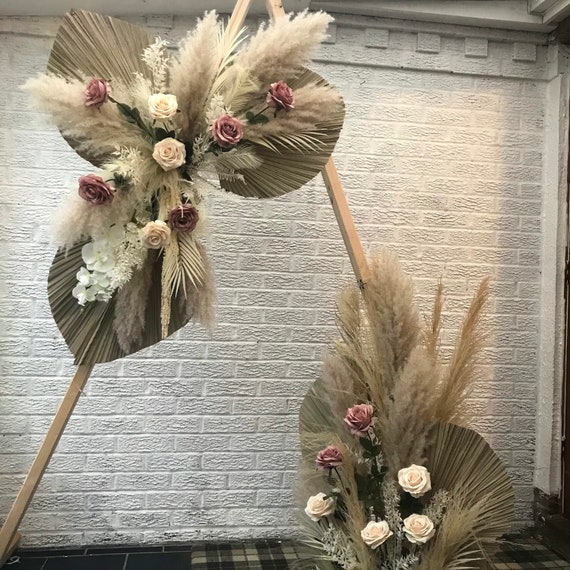 Pampas swag, pampas and palm arch arrangement, pampas wall decor, pampas flower arch, boho