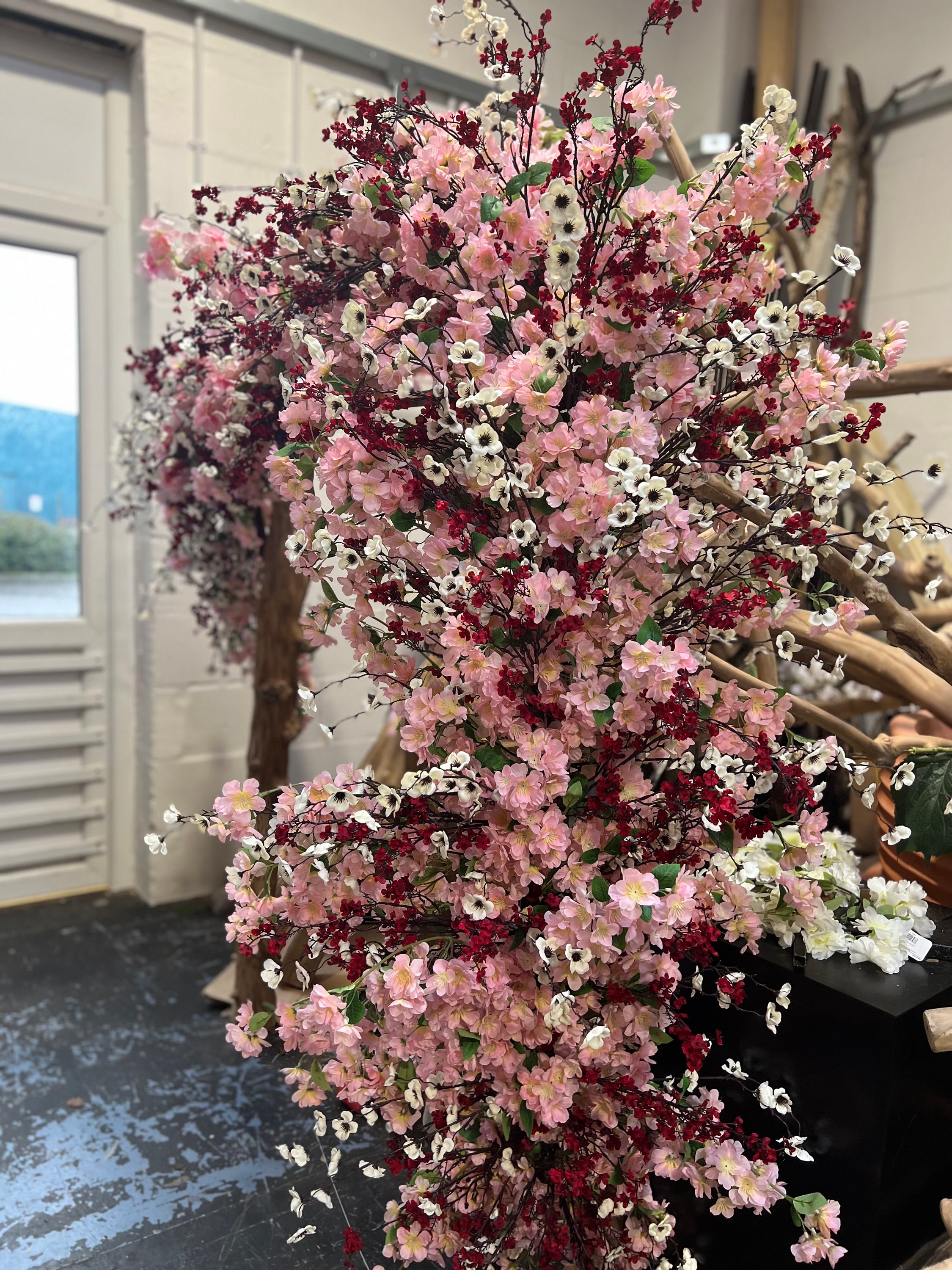 Spring Cherry Blossom Garland, Red White Blossom, Pink Blossom Garland