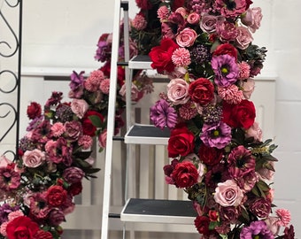 Red Burgundy Silk Flower Garland: Wedding Arch Decor