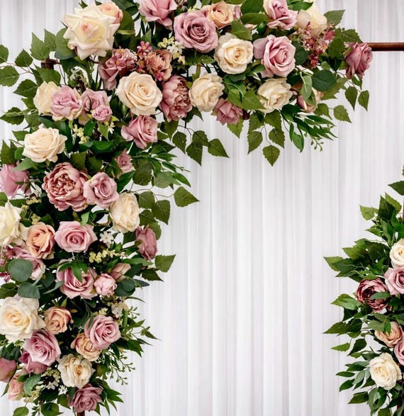 Ghirlanda Floreale Fatte A Mano Per Testa: Corona Di Fiori In Seta Rosa, Regolabile, Per Matrimoni, Feste E Servizi Fotografici - 2