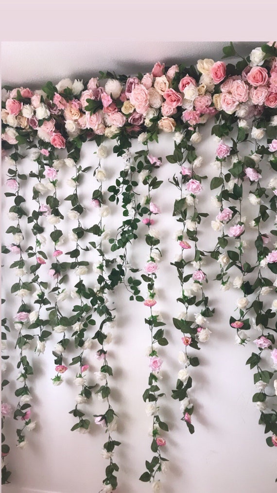 Guirnalda de flores rosas, pared de flores rosas, guirnalda floral, pared  de bodas, telón de fondo de fotografía, telón de fondo de pared de flores,  telón de fondo floral -  México