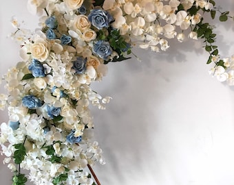 Orchids and Blue Roses Flower Arrangement, Wedding Flower Arch Swag