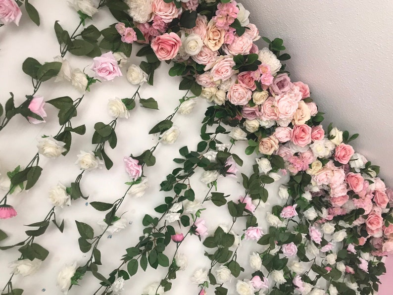 Pink Flower Garland Pink Flower Wall Floral Garland Wedding Etsy