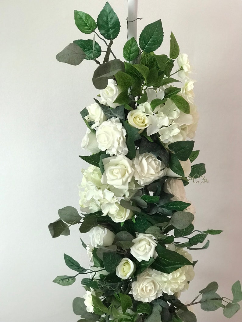 Arch garland, Arch flowers, Flower garland, Wedding arch flowers, Wedding arch swag, wedding garland, Floral garland, White wedding flowers image 2