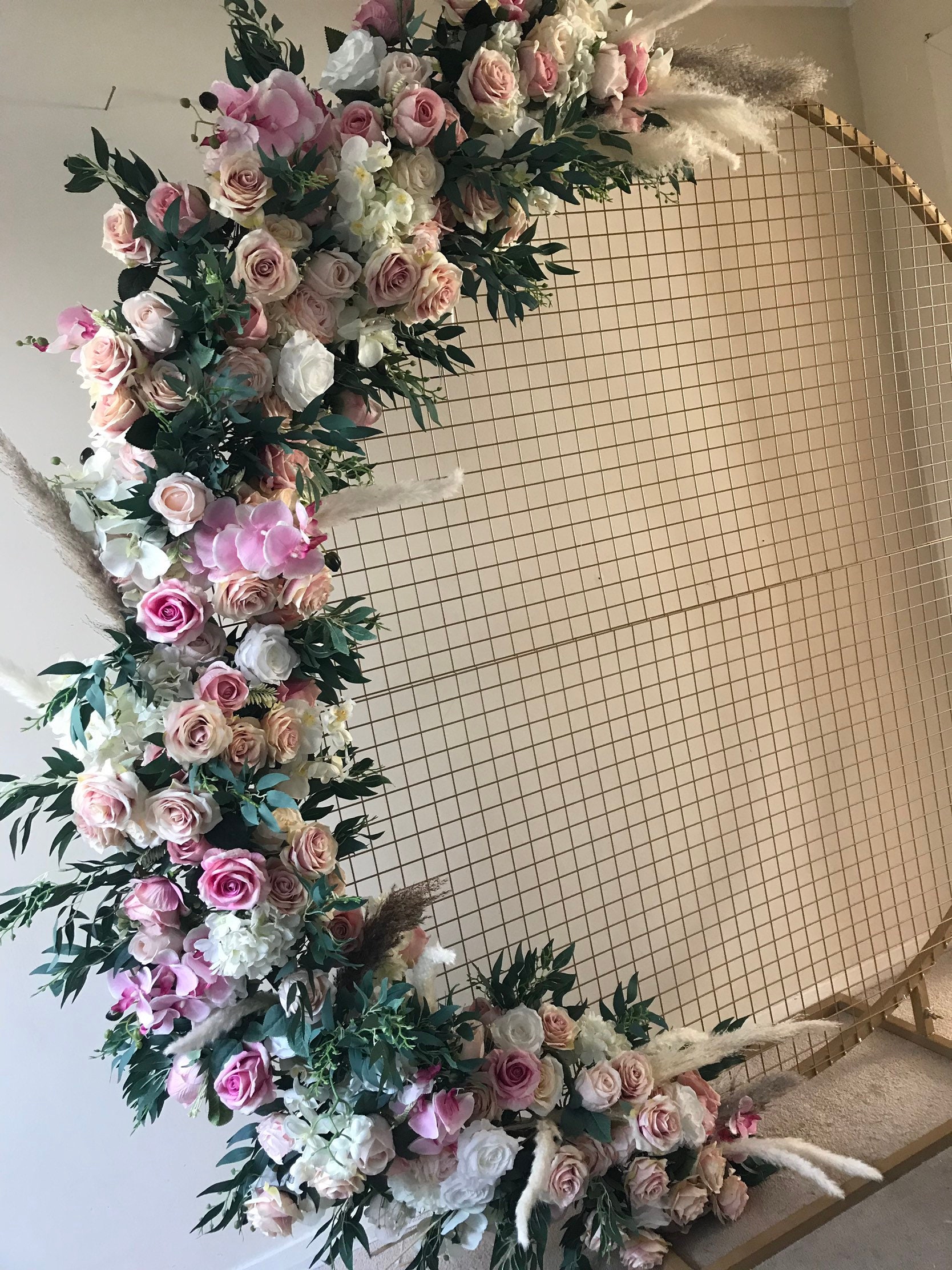 Boho Flower Garland, Pampas Floral Swag, Wedding Flower Backdrop, Photography Backdrop, Garland