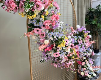 Pastel Wildflower Garland: Daisy, Cherry Blossom, Ranunculus, Poppy - UK Handcrafted