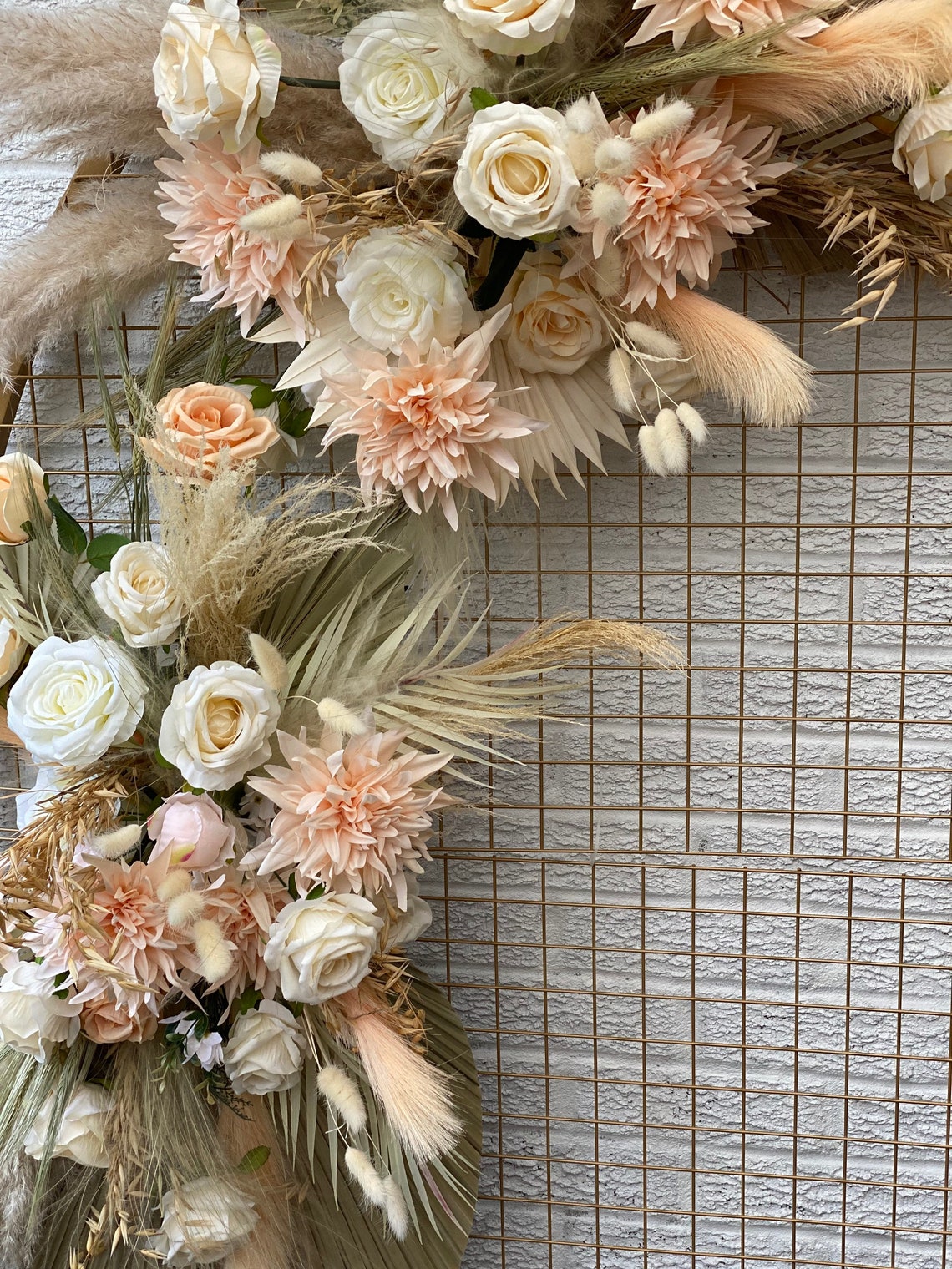 Cream Boho Pampas Arch Swag Pampas Arrangement Boho Wedding Etsy