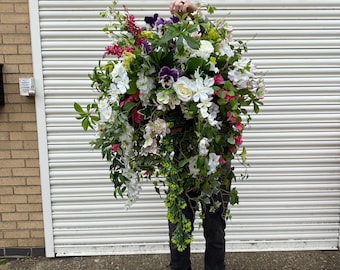Pink Artificial Flower Hanging Basket: Summer Outdoor Decor