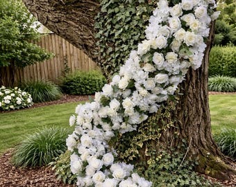 XL White Rose & Hydrangea Flower Garland: Lush Wedding Swag