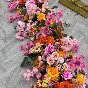Pink and Orange Flower Garland - Colourful Artificial Flower Runner