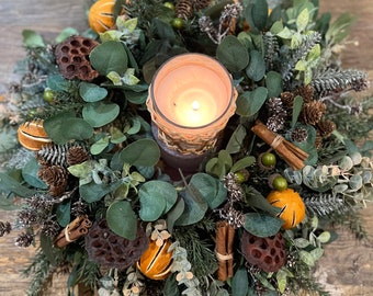 ファームハウスキャンドルクリスマスリース、クリスマスキャンドル