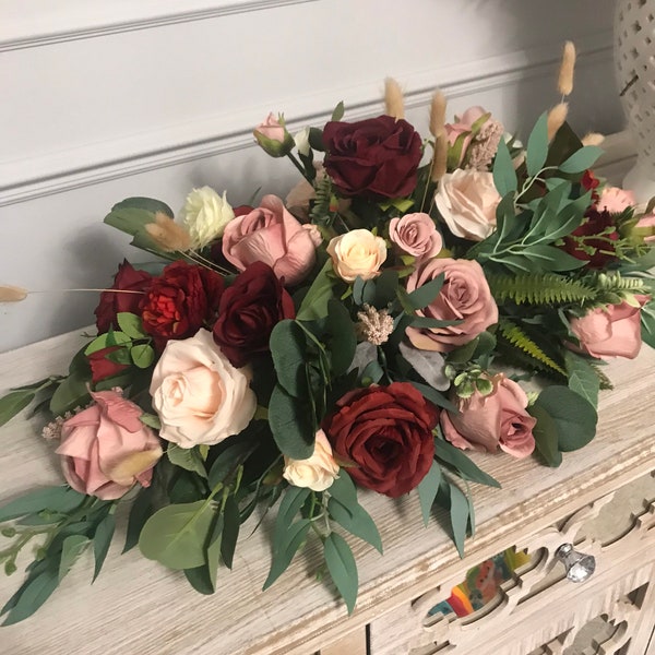 Pink and Red Rose Long Headtable Centrepiece Wedding Decoration