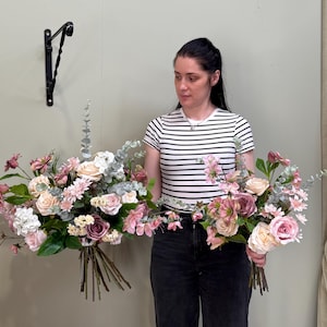 Dusty Pink Flower Bouquet, Mauve Bride Bouquet, Artificial Flower Bridal Bouquet, Pink Bridal bouquet