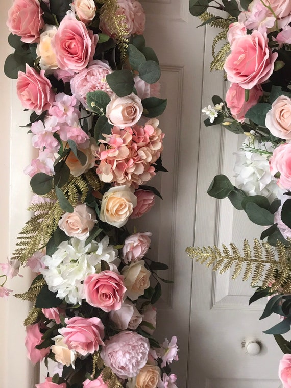 Naidiler Guirnalda de flores, guirnalda floral de rosas para decoraciones  de cumpleaños bohemias, decoración de arco de boda, girasol falso y