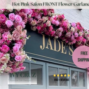 VETRINA DEL NEGOZIO Ghirlanda di fiori rosa e crema - Decorazione per facciata del salone - Fatto a mano nel Regno Unito