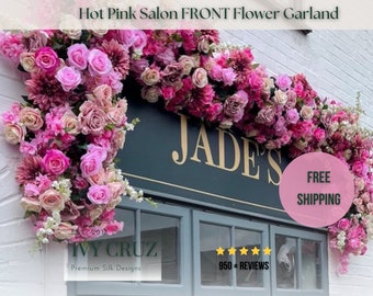 SHOP FRONT Pink, Cream Flower Garland - Salon Front Decor - Handmade in the UK