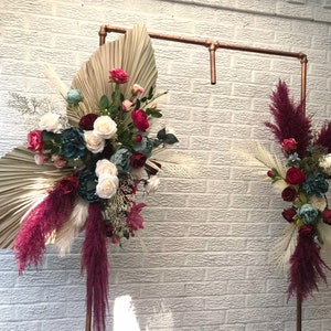 Burgundy Boho arch, pampas arch arrangement, boho pampas arch arrangement, boho pampas swag, pampas arch swag, pampas wedding swag