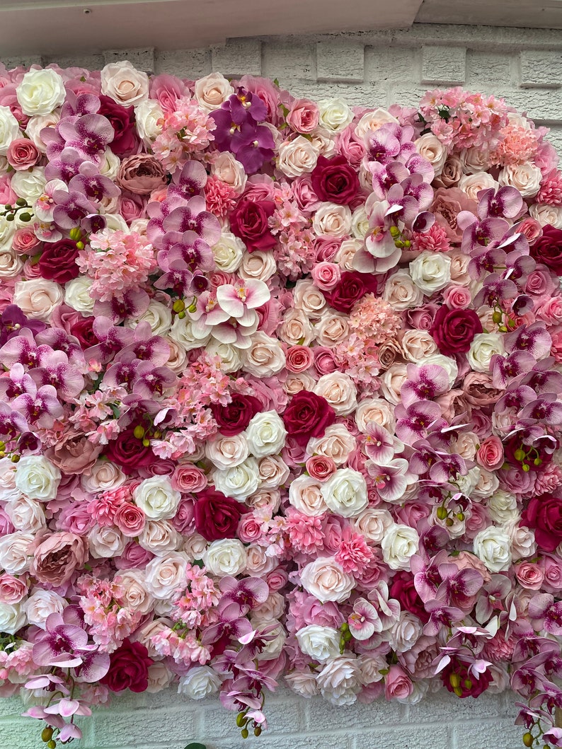 Pink Orchids Flower Wall Hot Pink Flower Wall Wedding Flower Etsy UK