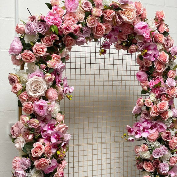 Guirnalda de flores rosas para arco, guirnalda de flores
