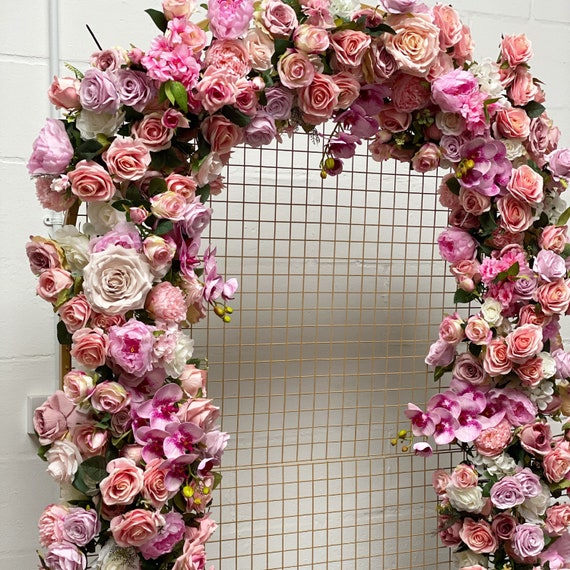 Ghirlanda di fiori rosa per arco, ghirlanda di fiori, ghirlanda di