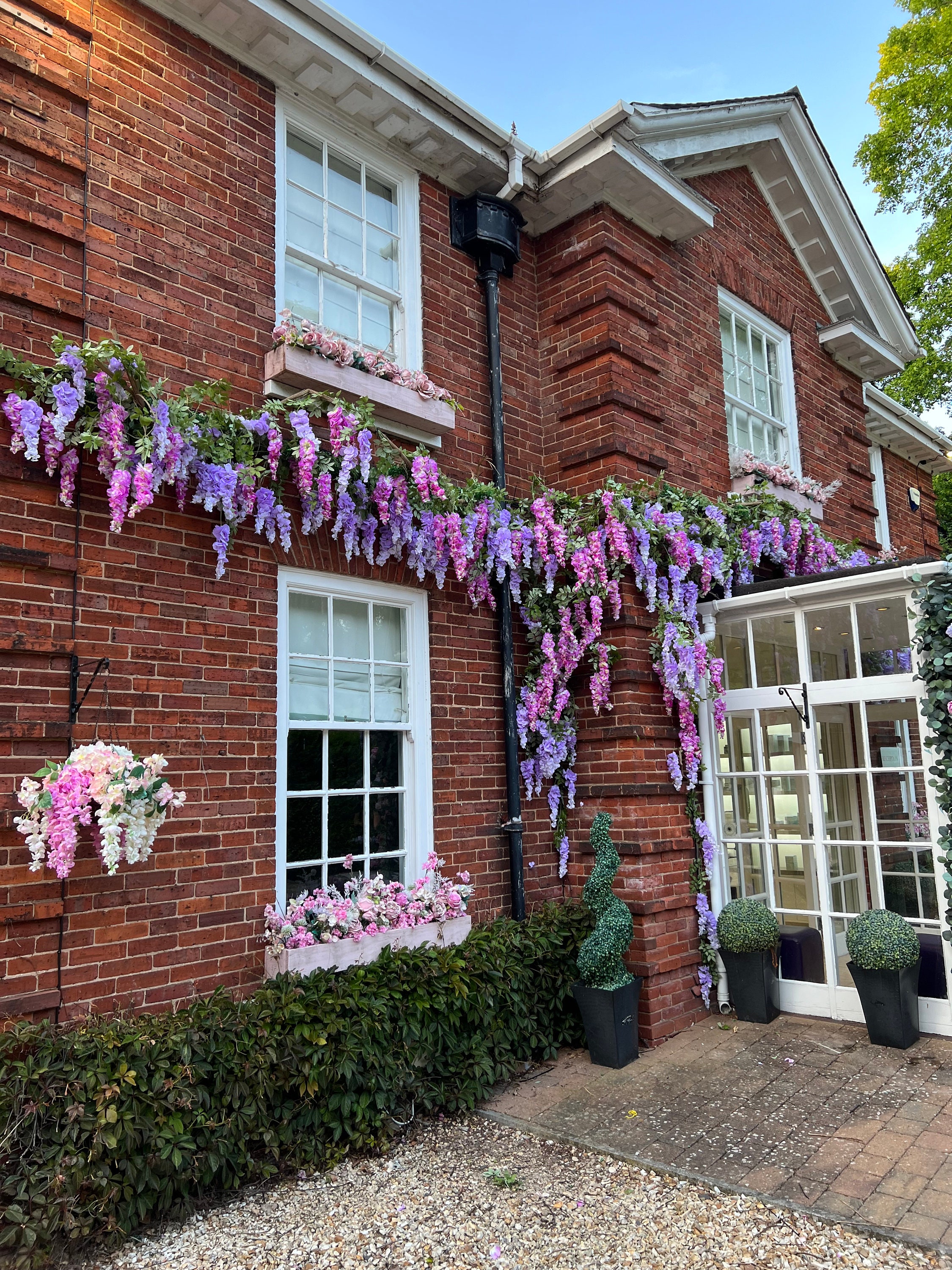 Colourful Wisteria Garland, Pink Outdoor Front Shop Flower Decor