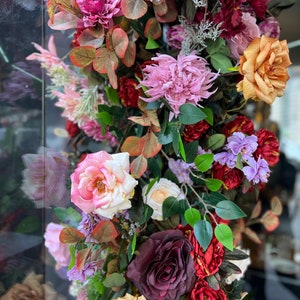 silk flower garland shop decor.