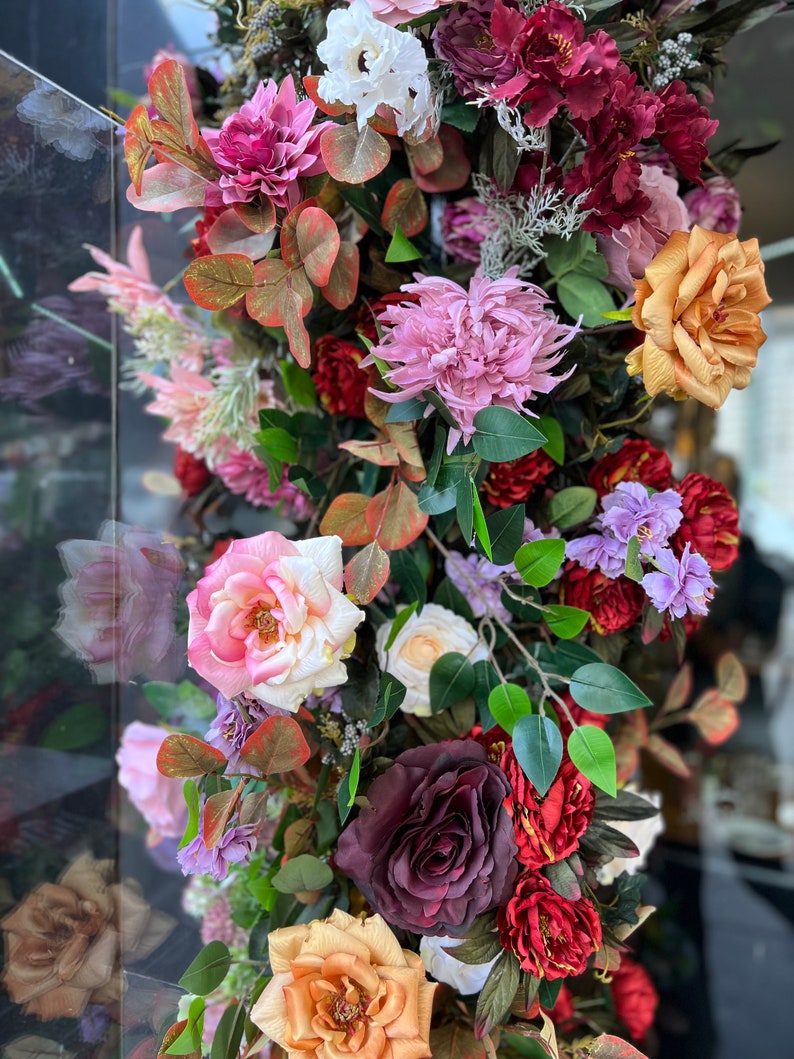 silk flower garland shop decor.