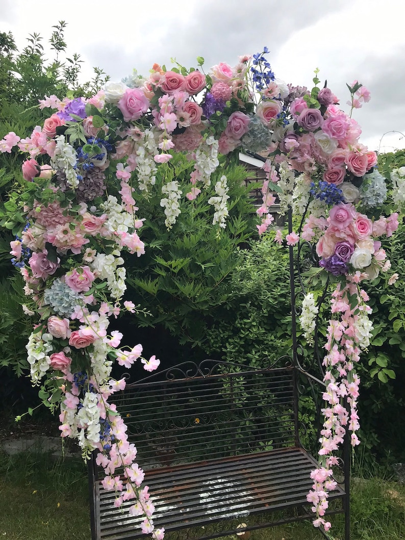 Pastel Flower garland, Floral garland, wedding garland, Flower arch, wedding floral arch, pastel wedding arch, flower swag, wedding swag image 2